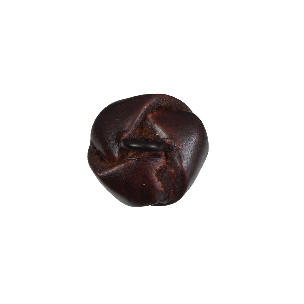 Antique Brown Knotted Leather Button - 24L/15mm Detail Antique Brown Knotted Leather Button - 24L/15mm Detail