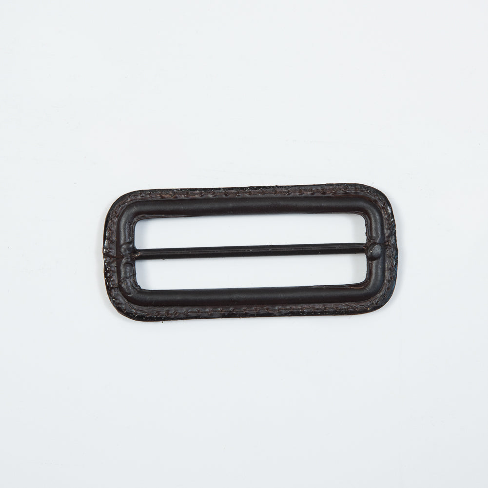 Antique Brown Leather Buckle - 3" x 1.375" Detail Antique Brown Leather Buckle - 3" x 1.375" Detail