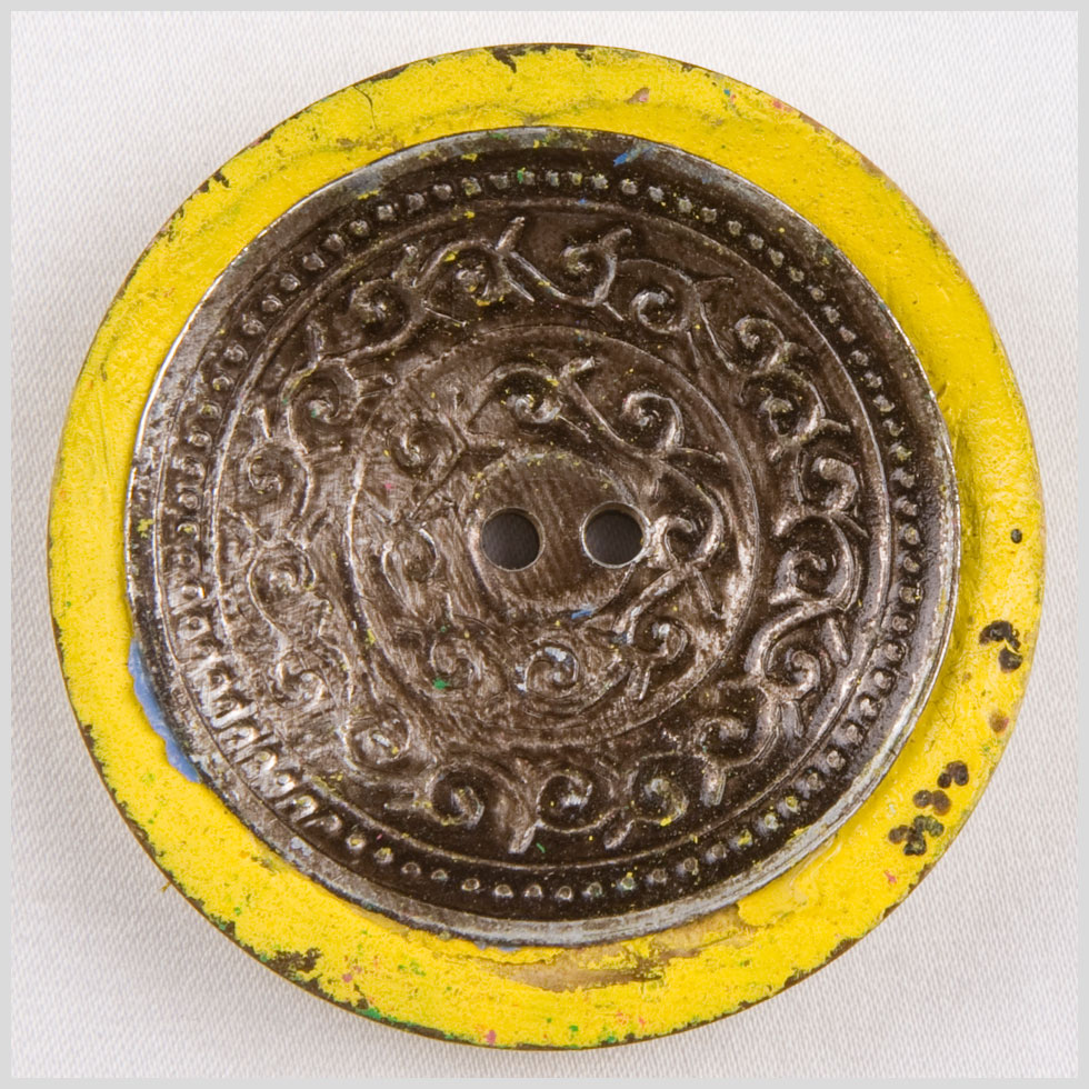 Yellow and Silver Foiled 2-Hole Coconut Button - 74L/47mm Yellow and Silver Foiled 2-Hole Coconut Button - 74L/47mm