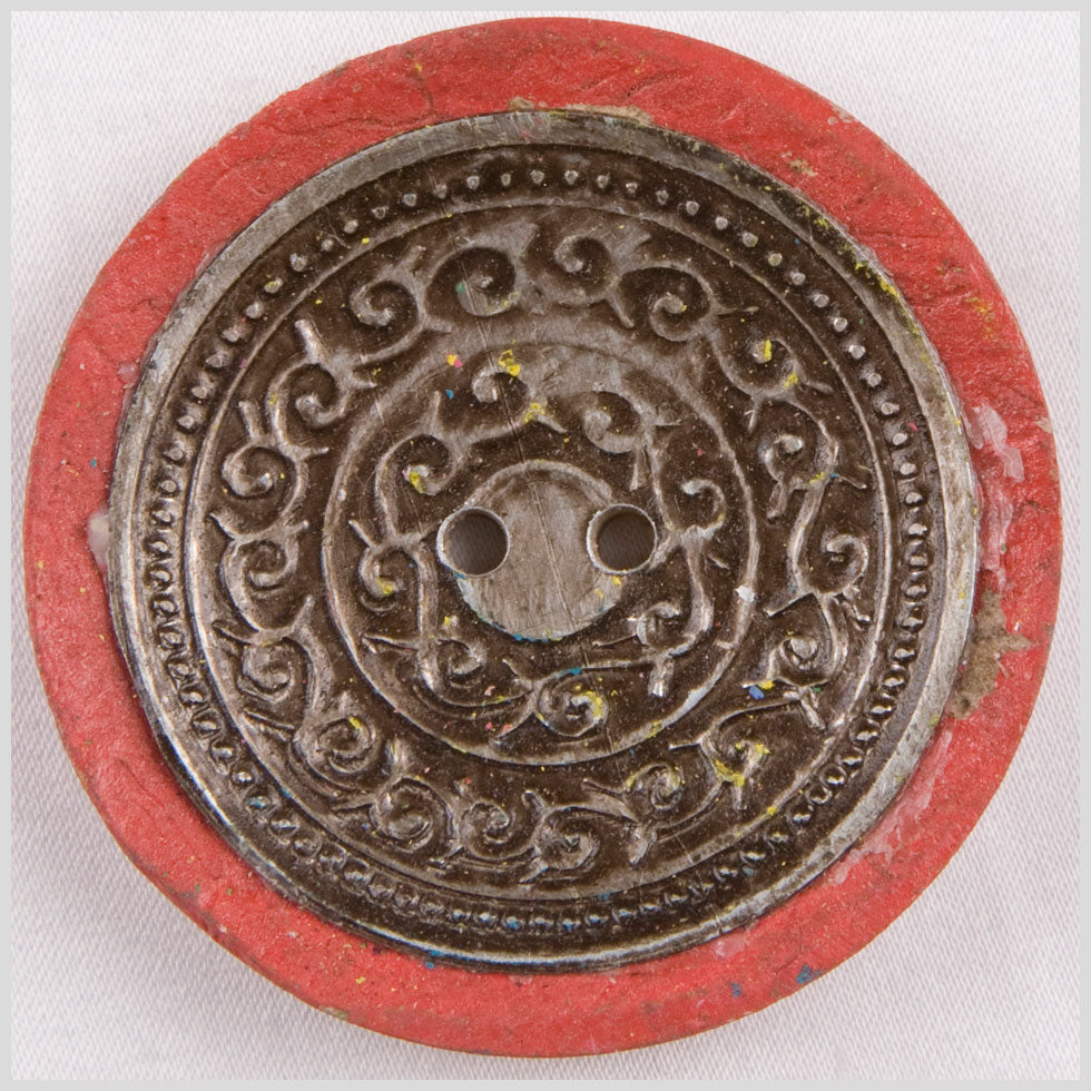 Red and Silver Foiled 2-Hole Coconut Button - 74L/47mm Red and Silver Foiled 2-Hole Coconut Button - 74L/47mm