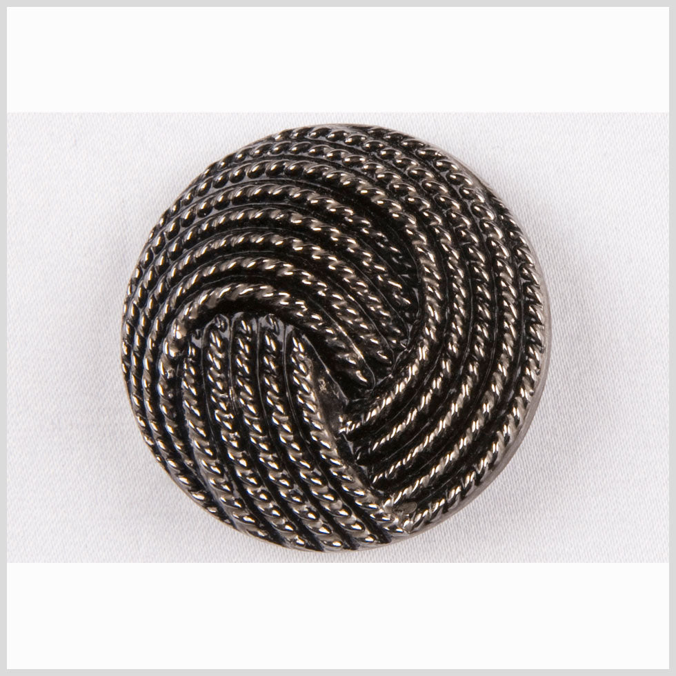 Black and Platinum Knotted Glass Shank Back Button - 44L/28mm Black and Platinum Knotted Glass Shank Back Button - 44L/28mm