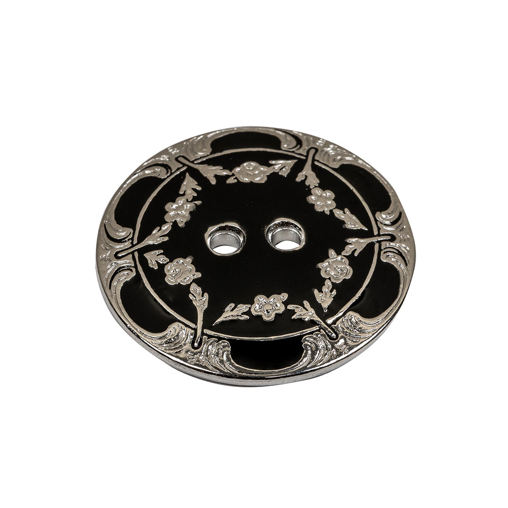 New Silver and Black Metal Coat Button - 40L/25.5mm Folded New Silver and Black Metal Coat Button - 40L/25.5mm Folded