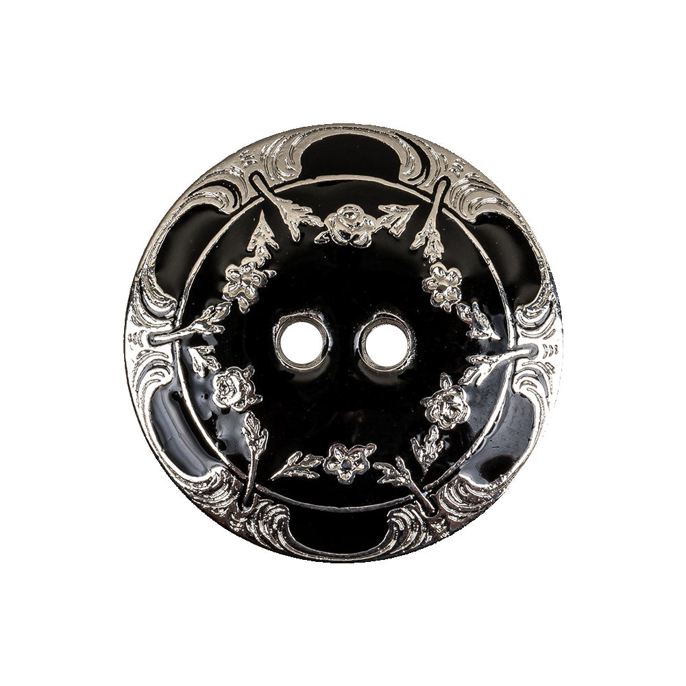 New Silver and Black Metal Coat Button - 40L/25.5mm New Silver and Black Metal Coat Button - 40L/25.5mm