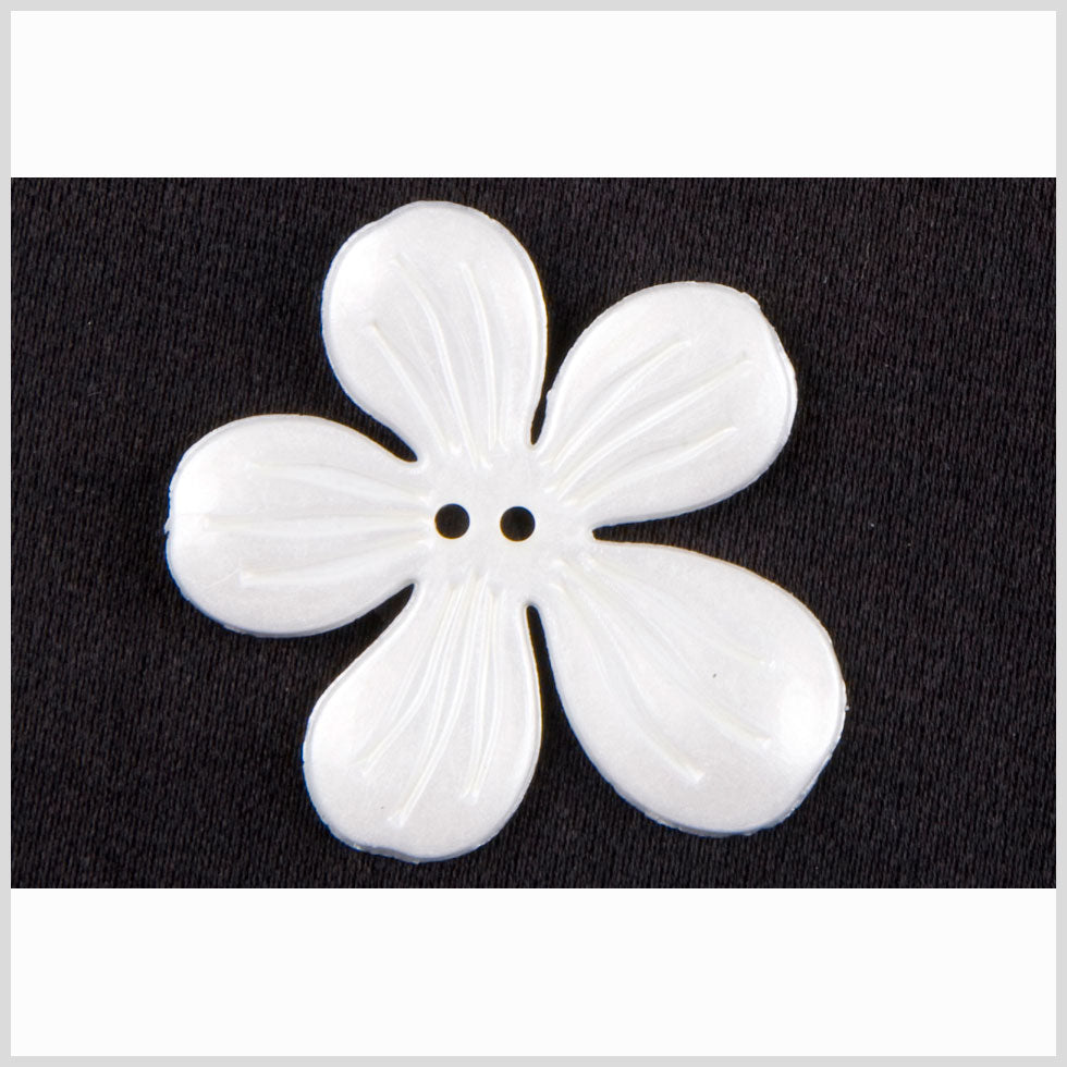 White Floral Plastic Coat Button - 50L/32mm White Floral Plastic Coat Button - 50L/32mm