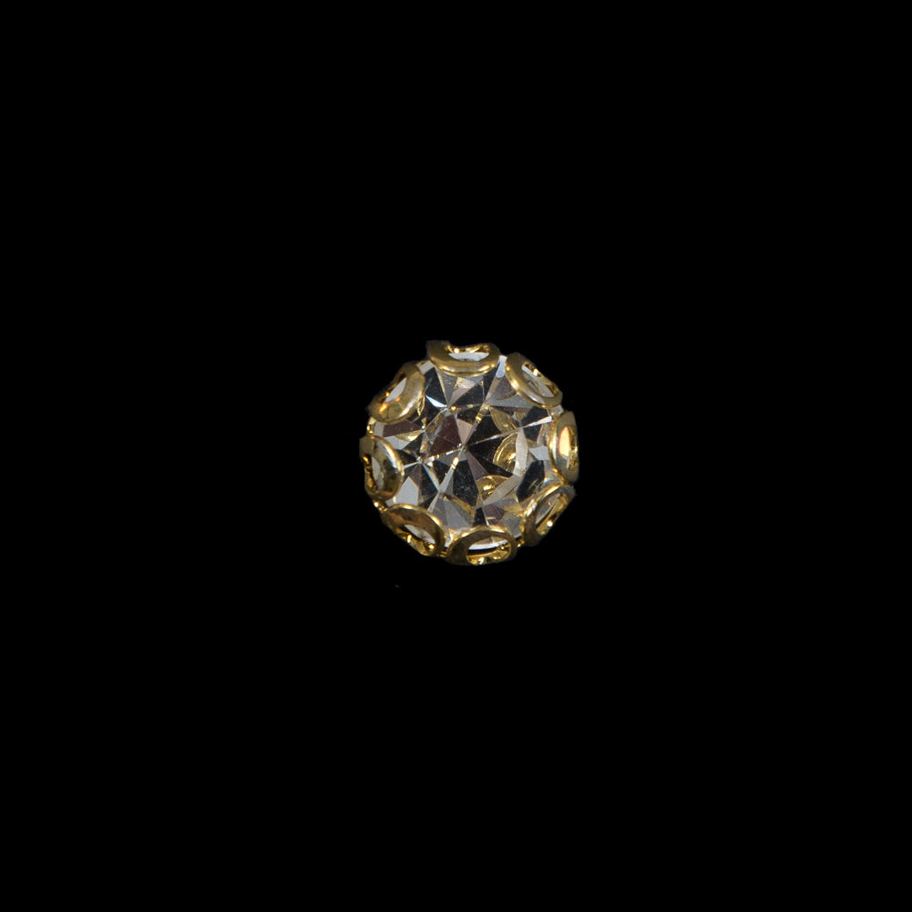 Crystal Rhinestone and Gold Metal Czech Button - 14L/9mm