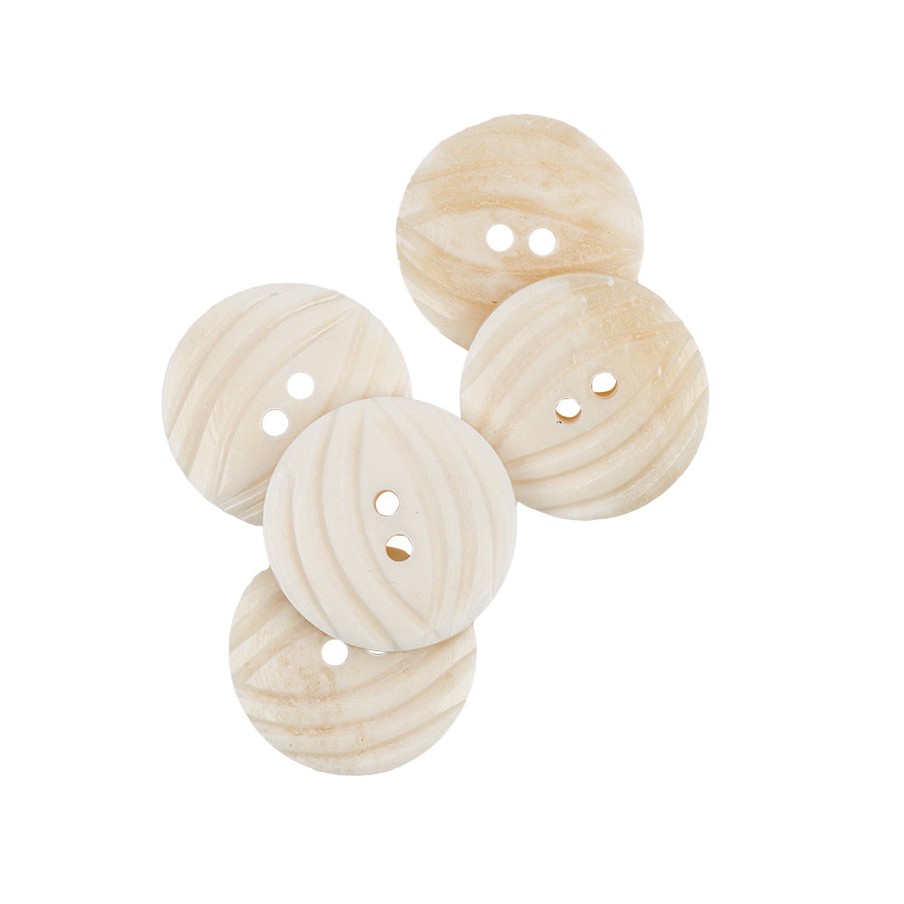 Natural Bone Carved Circular 2-Hole Button - 36L/23mm Full Natural Bone Carved Circular 2-Hole Button - 36L/23mm Full