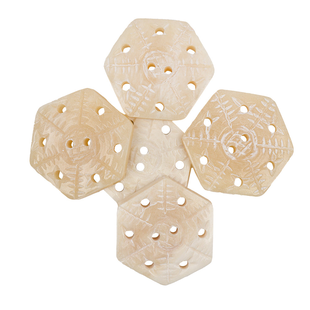 Natural Bone Hexagonal 2-Hole Button - 48L/30.5mm Full Natural Bone Hexagonal 2-Hole Button - 48L/30.5mm Full