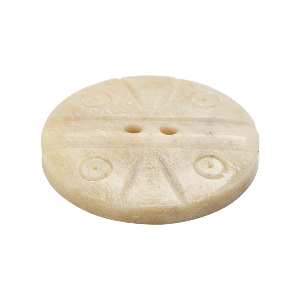 Natural Bone Carved 2-Hole Button - 44L/28mm Folded Natural Bone Carved 2-Hole Button - 44L/28mm Folded
