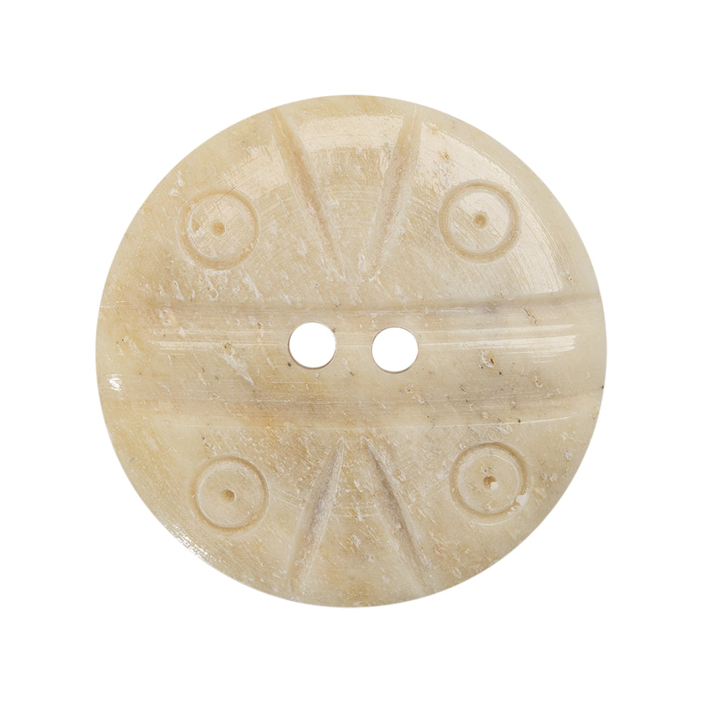 Natural Bone Carved 2-Hole Button - 44L/28mm Natural Bone Carved 2-Hole Button - 44L/28mm