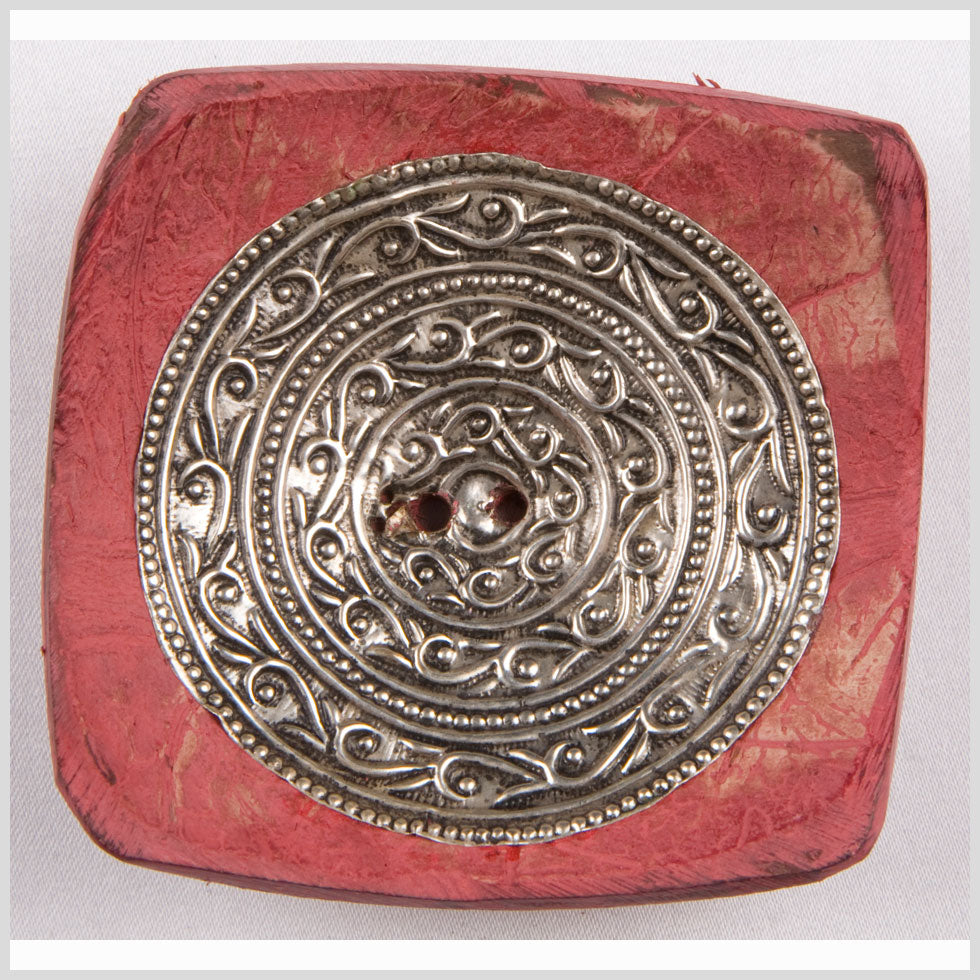 Red and Silver Coconut Button - 100L/65mm Red and Silver Coconut Button - 100L/65mm