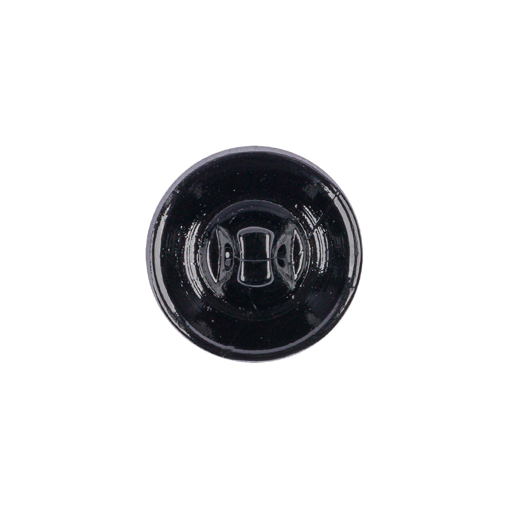 Black Floral Leaf Glass Shank Back Button - 28L/18mm Detail Black Floral Leaf Glass Shank Back Button - 28L/18mm Detail