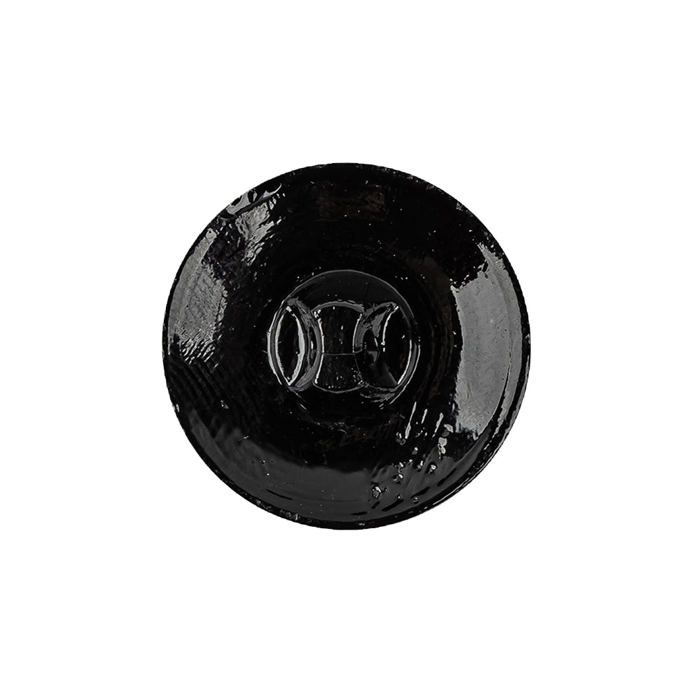 Black Floral Leaf Glass Shank Back Button - 36L/23mm Detail Black Floral Leaf Glass Shank Back Button - 36L/23mm Detail