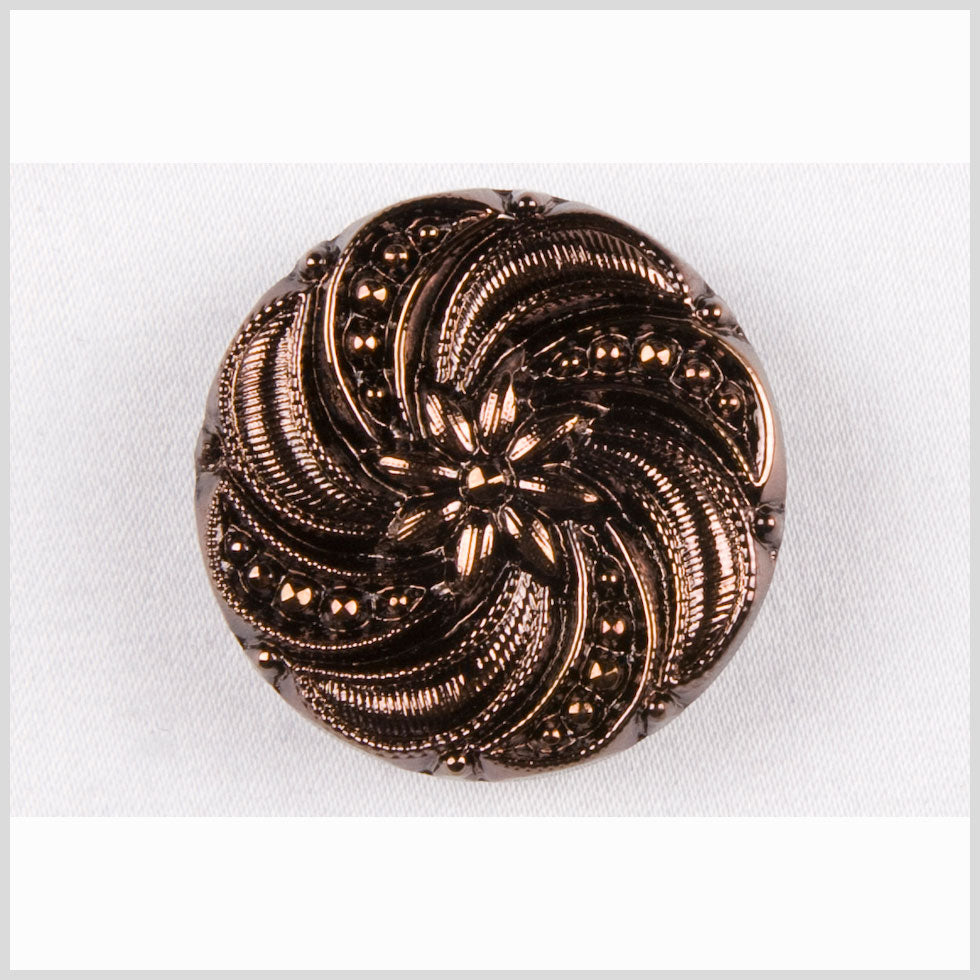 Copper Floral and Swirl Glass Button - 22L/14mm Copper Floral and Swirl Glass Button - 22L/14mm