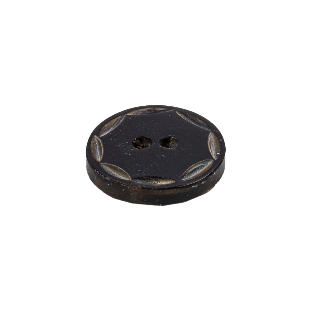 Black Horn Button - 32L/20mm Folded Black Horn Button - 32L/20mm Folded