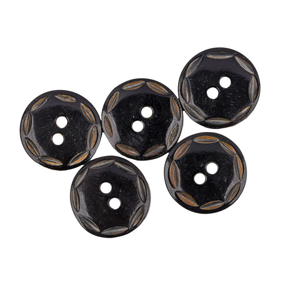 Black Horn Button - 32L/20mm Full Black Horn Button - 32L/20mm Full