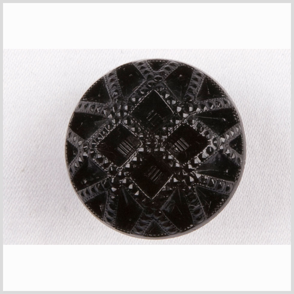 Black Studded Glass Shank Back Button - 18L/11.5mm Black Studded Glass Shank Back Button - 18L/11.5mm