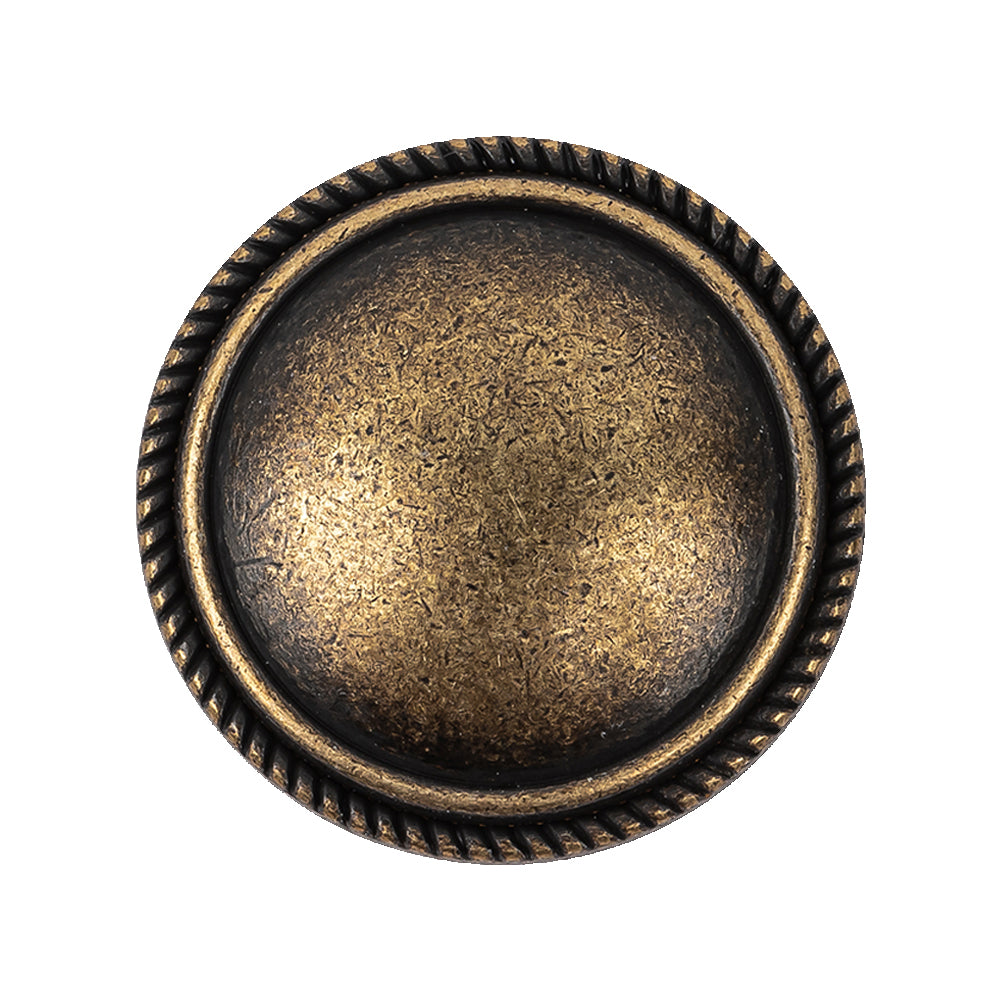 Old Brass Domed Metal Shank Back Button with Decorative Rim - 44L/28mm Old Brass Domed Metal Shank Back Button with Decorative Rim - 44L/28mm