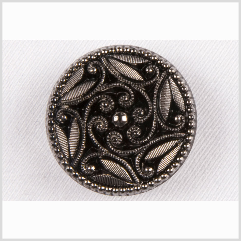 Black/Platinum Glass Button - 18L/11.5mm Black/Platinum Glass Button - 18L/11.5mm