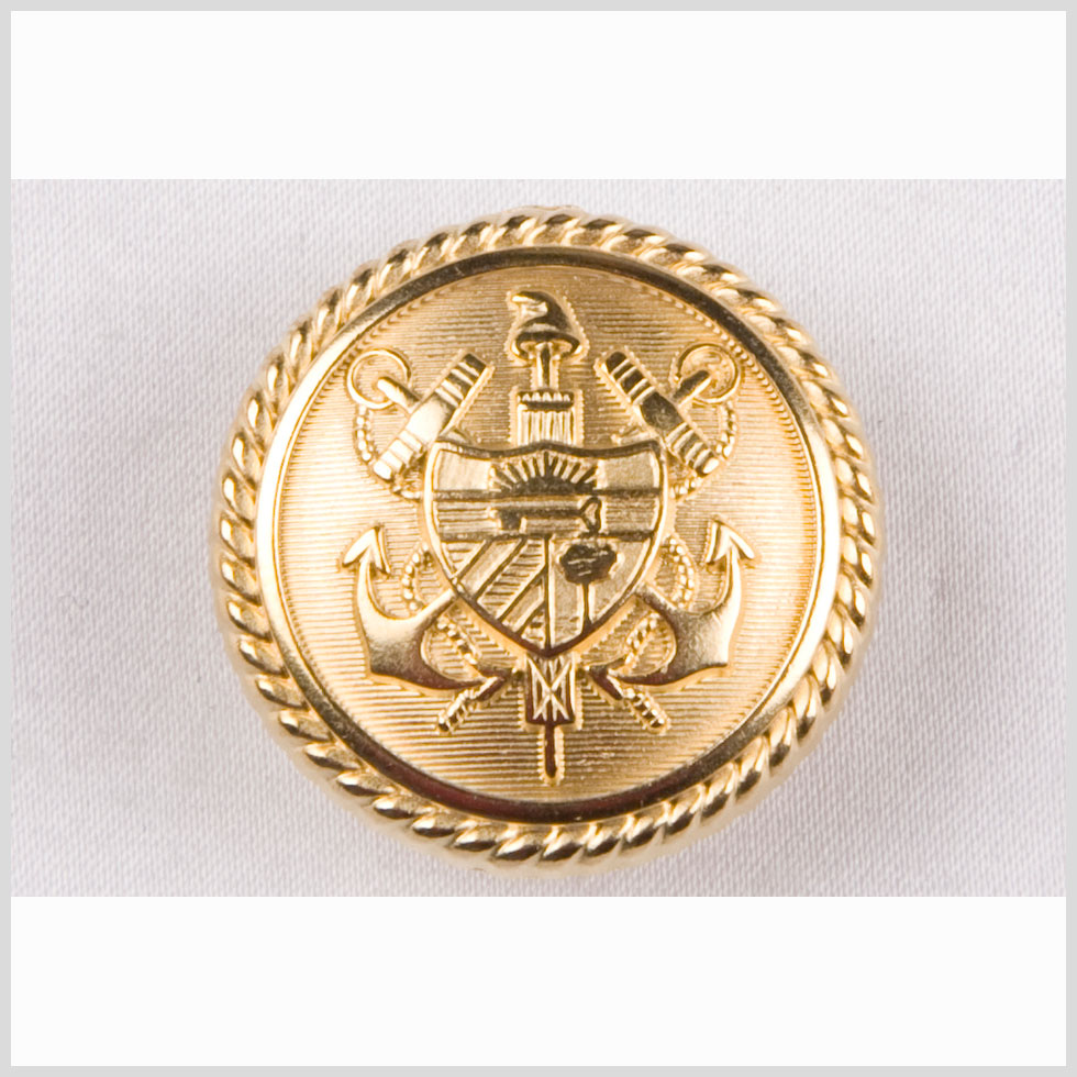 Metal Shank Back Button - 24L/15mm - Gold Nautical Crest Metal Shank Back Button - 24L/15mm - Gold Nautical Crest