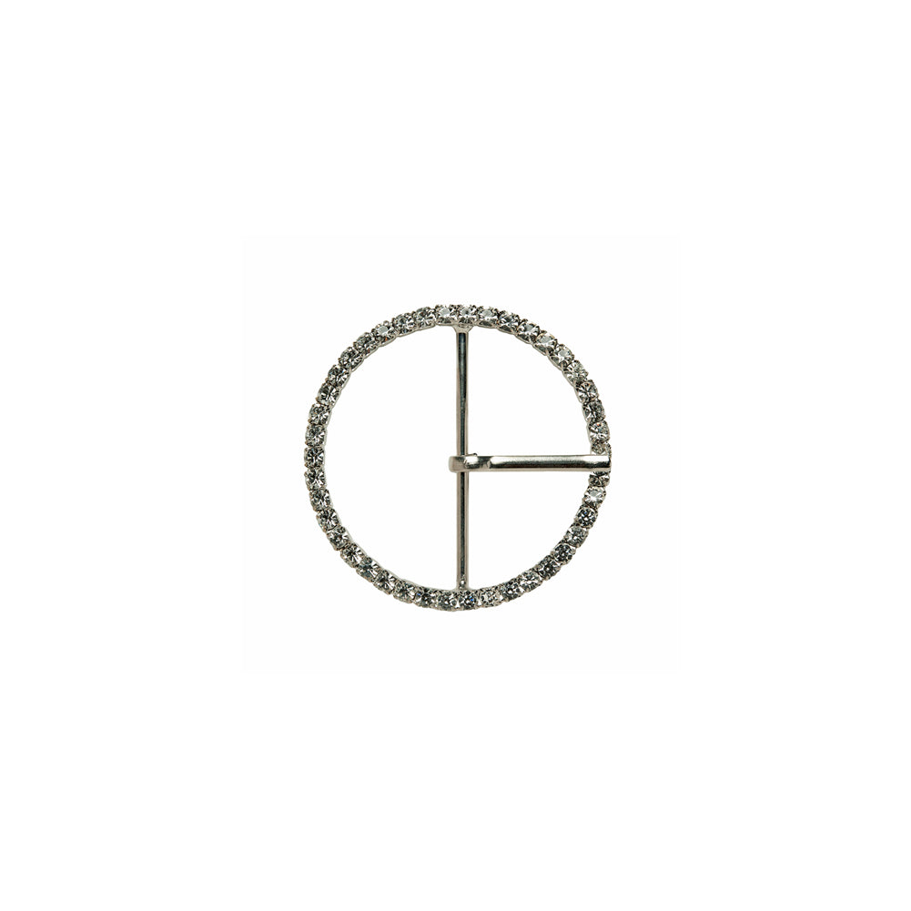 Swarovski Crystal and Silver Circular Rhinestone Buckle - 1.25" Swarovski Crystal and Silver Circular Rhinestone Buckle - 1.25"