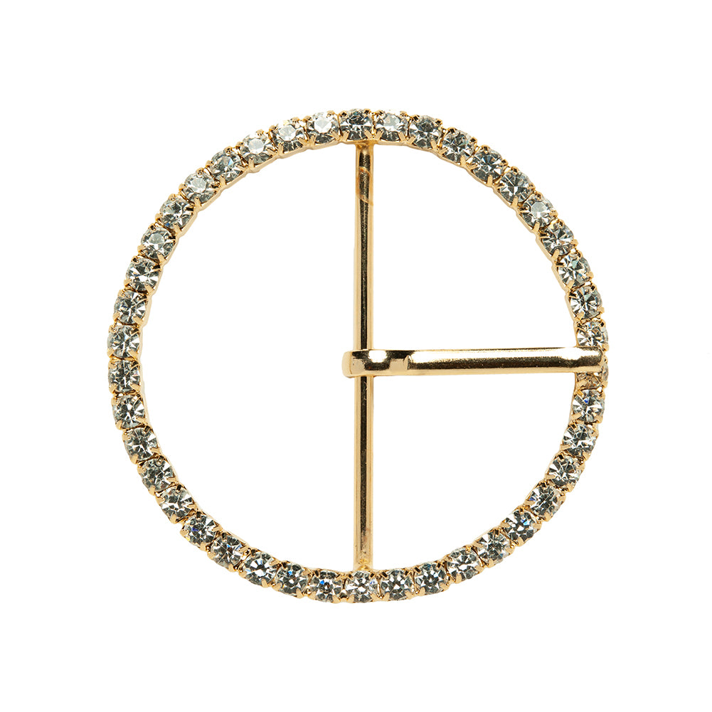 Swarovski Crystal and Gold Circular Rhinestone Buckle - 2.5" Swarovski Crystal and Gold Circular Rhinestone Buckle - 2.5"