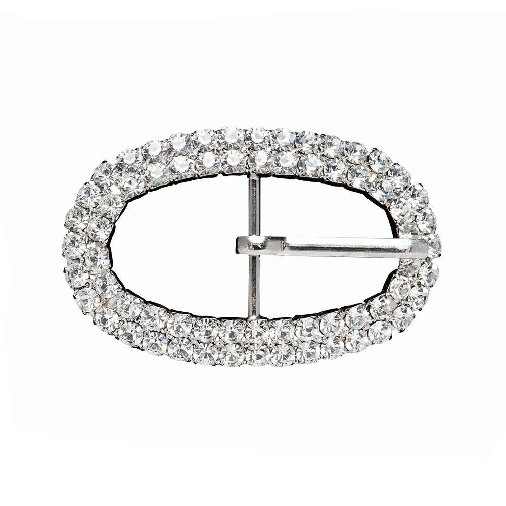 Swarovski Crystal and Silver Oval Rhinestone Buckle - 1.625" x 2.5" Swarovski Crystal and Silver Oval Rhinestone Buckle - 1.625" x 2.5"