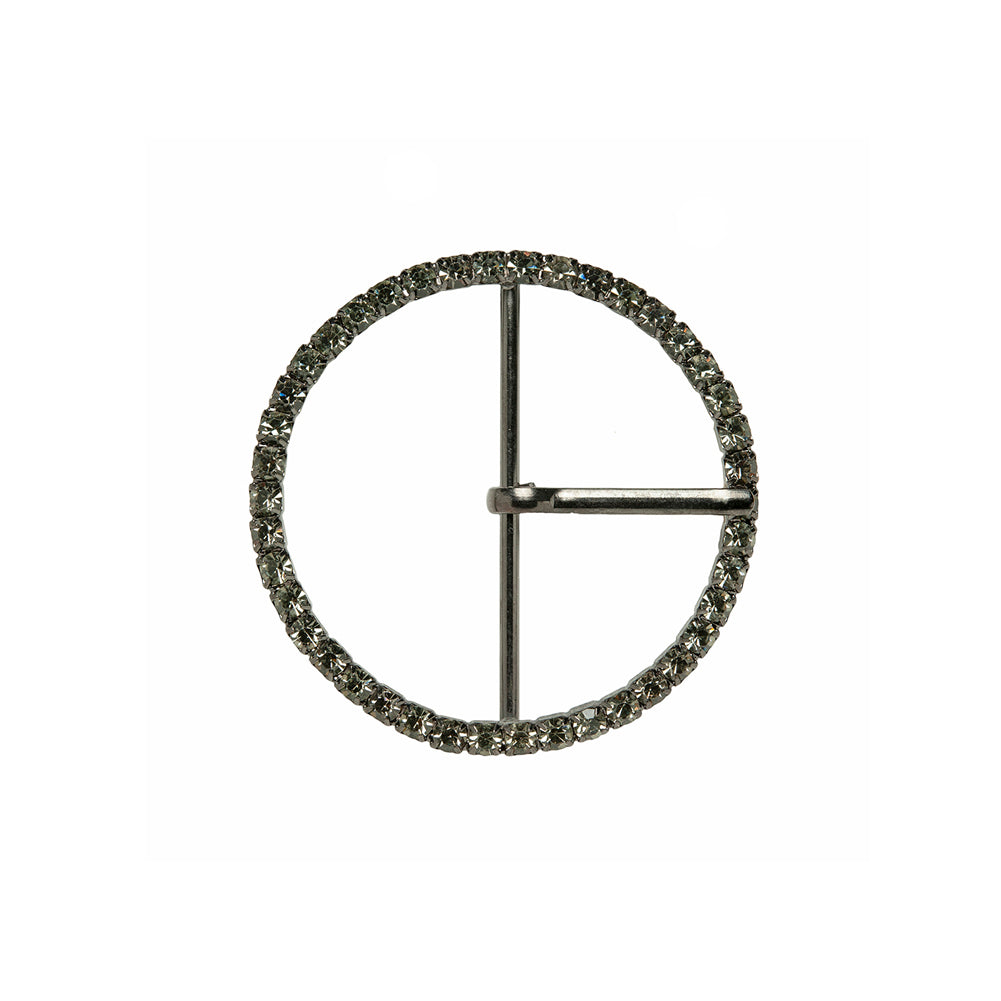 Swarovski Black Diamond and Gunmetal Circular Rhinestone Buckle - 1.75" Swarovski Black Diamond and Gunmetal Circular Rhinestone Buckle - 1.75"