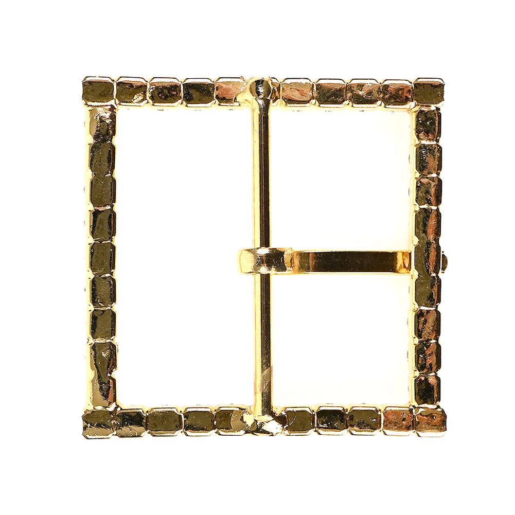Swarovski Crystal and Gold Square Rhinestone Buckle - 1.75" Detail Swarovski Crystal and Gold Square Rhinestone Buckle - 1.75" Detail