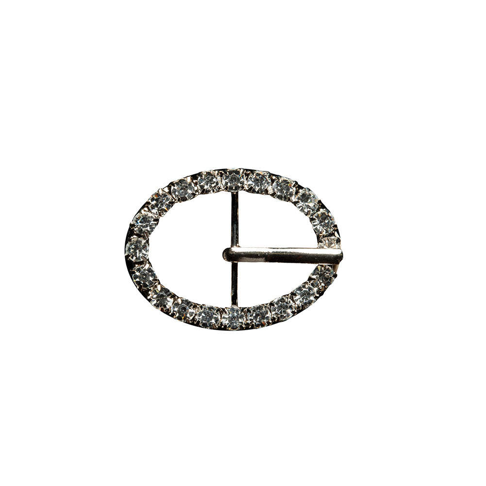 Swarovski Crystal and Silver Oval Rhinestone Buckle - 1.125" x 1.5" Swarovski Crystal and Silver Oval Rhinestone Buckle - 1.125" x 1.5"