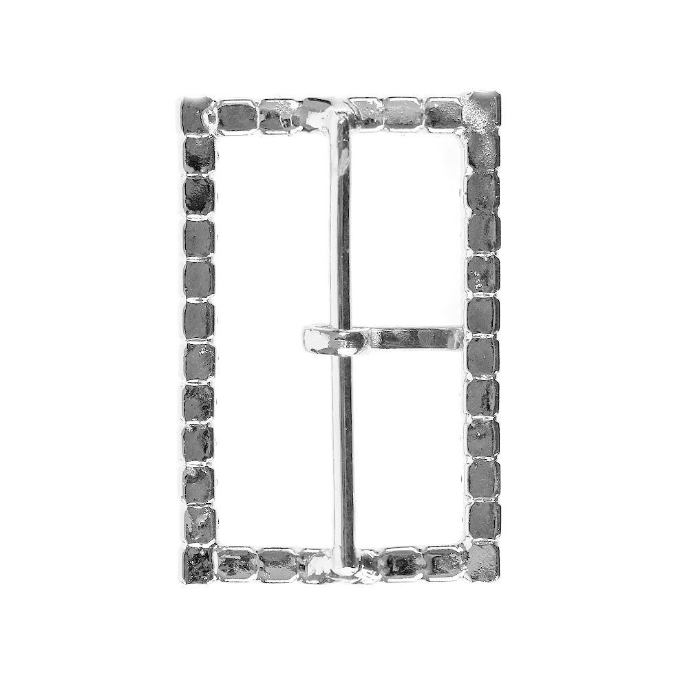 Swarovski Crystal and Silver Rectangular Rhinestone Buckle - 1.375" x 2" Detail Swarovski Crystal and Silver Rectangular Rhinestone Buckle - 1.375" x 2" Detail