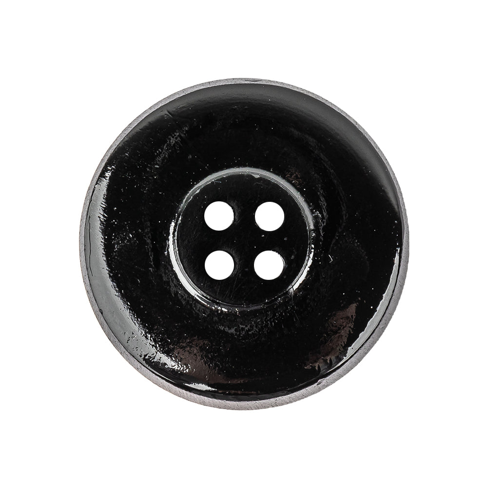 Black and Gold Edged 4-Hole Glass Button - 42L/27mm Detail Black and Gold Edged 4-Hole Glass Button - 42L/27mm Detail