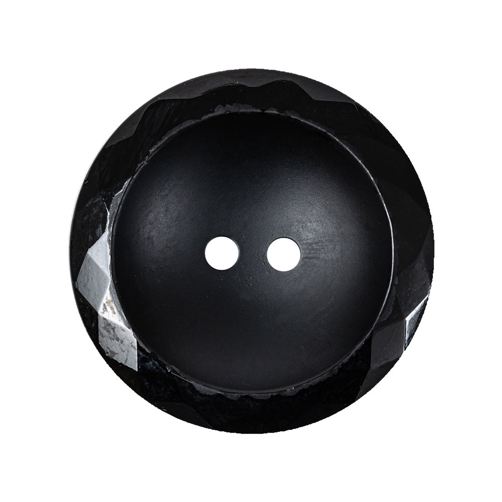 Black Half Matte Glass Button - 44L/28mm Black Half Matte Glass Button - 44L/28mm