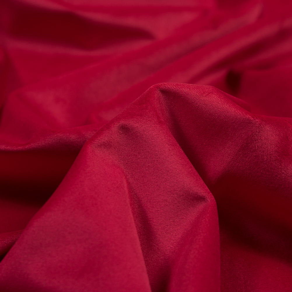 Ultra Soft Polyester Velvet - Scarlet - British Imported Detail Ultra Soft Polyester Velvet - Scarlet - British Imported Detail