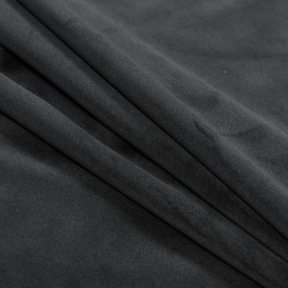 Ultra Soft Polyester Velvet - Noir - British Imported Folded