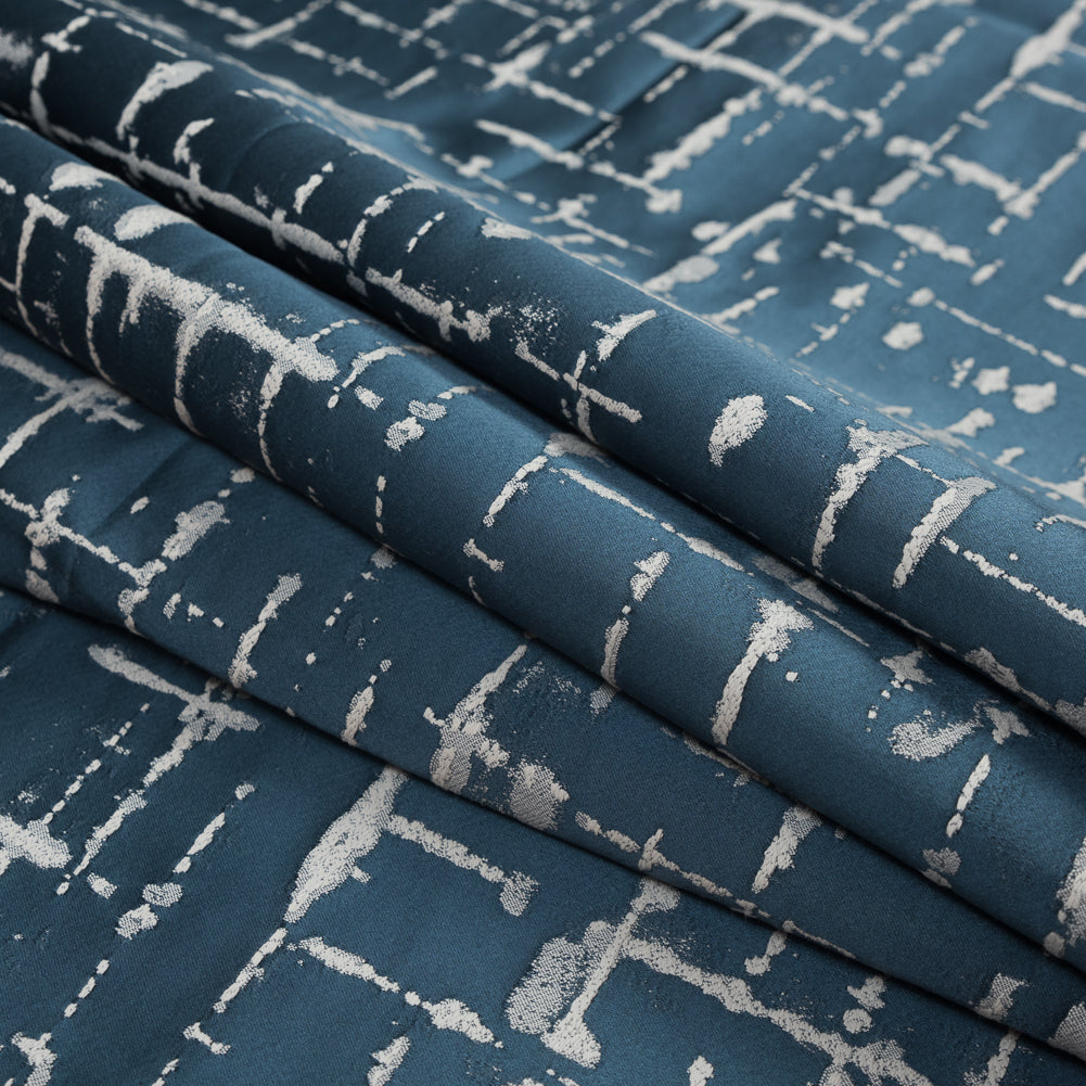 British Imported Navy Abstract Satin-Faced Jacquard Folded British Imported Navy Abstract Satin-Faced Jacquard Folded