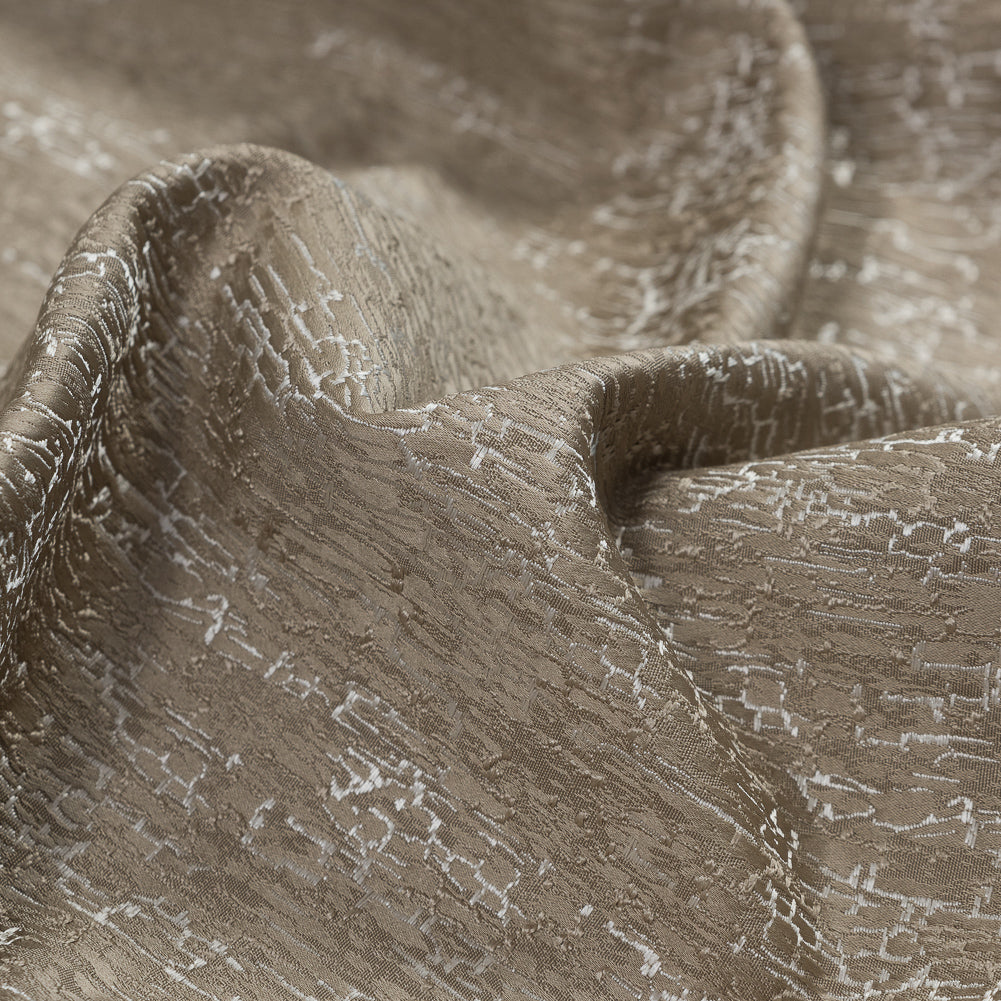 Satin-Face Jacquard - Taupe Crackle - British Imported Detail Satin-Face Jacquard - Taupe Crackle - British Imported Detail