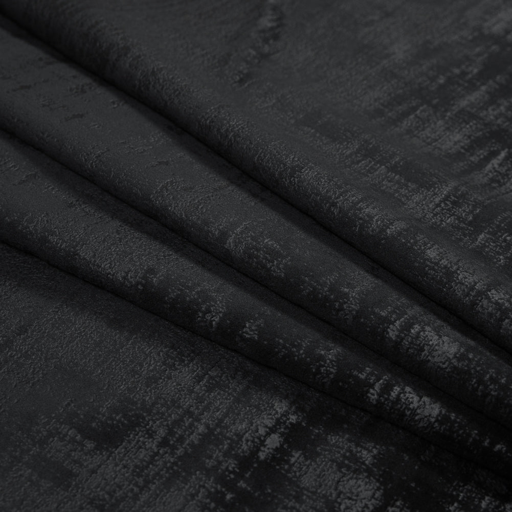 Embossed Textured Velvet - Raven - British Imported Folded
