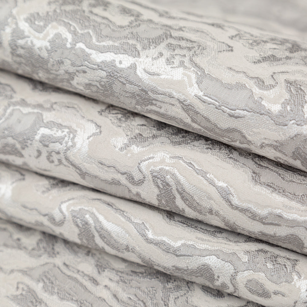 Home Decor Jacquard - Silver Sedimentary Rock Abstract - British Imported Folded Home Decor Jacquard - Silver Sedimentary Rock Abstract - British Imported Folded
