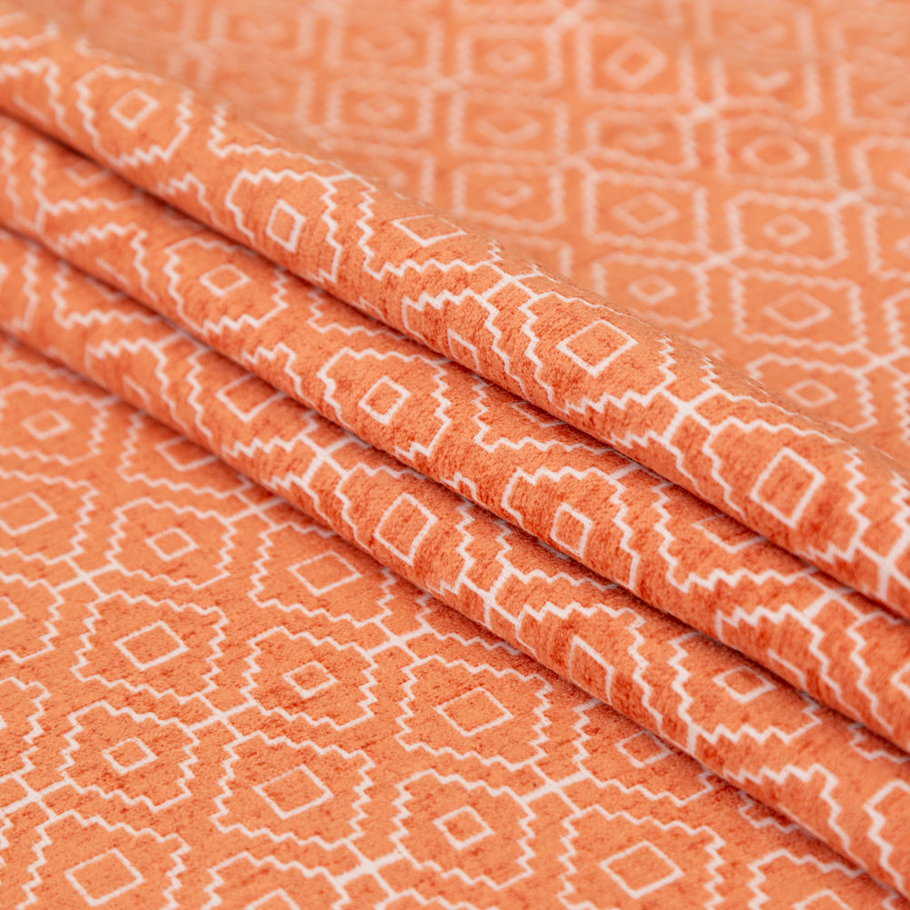 Chenille Jacquard - Nectarine Diamond Geometric - British Imported Chenille Jacquard - Nectarine Diamond Geometric - British Imported