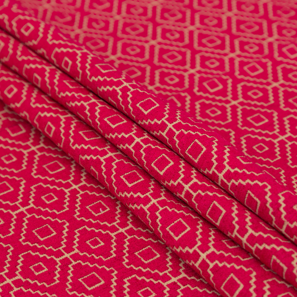 Chenille Jacquard - Raspberry Diamond Geometric - British Imported