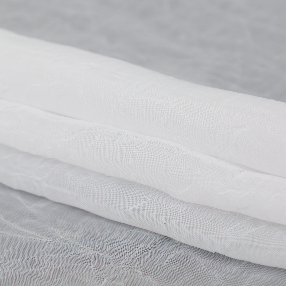 Wrinkled Drapery Sheer Fabric - Snow - British Imported Folded Wrinkled Drapery Sheer Fabric - Snow - British Imported Folded