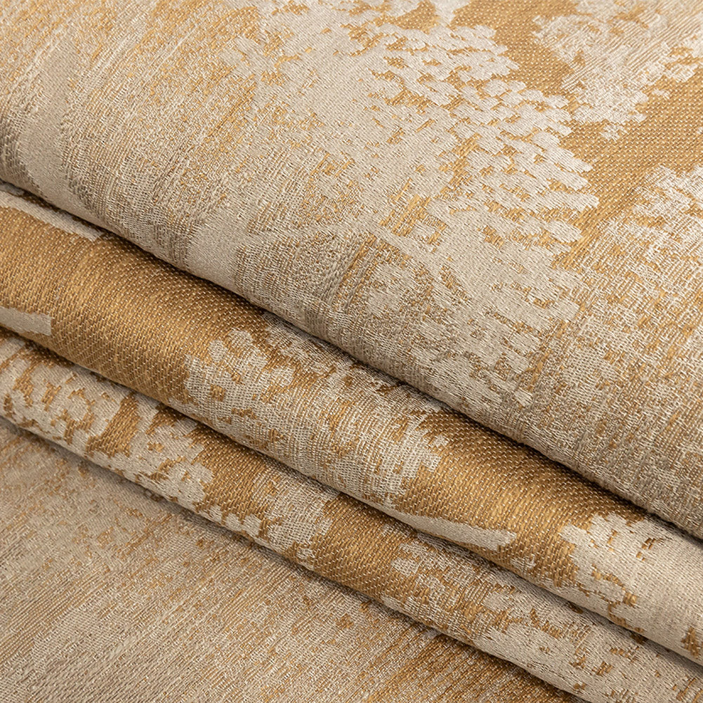 Drapery Jacquard - Ochre Striated Floral - British Imported Folded Drapery Jacquard - Ochre Striated Floral - British Imported Folded