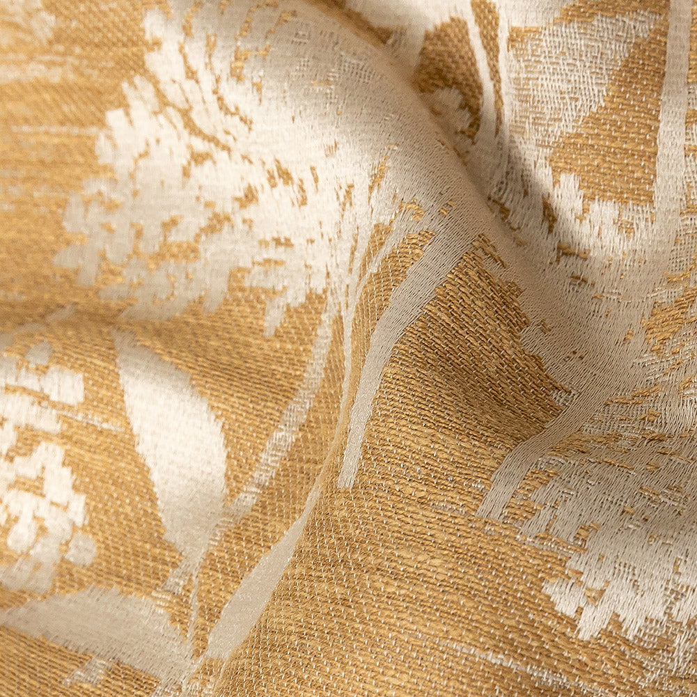 Drapery Jacquard - Ochre Striated Floral - British Imported Detail Drapery Jacquard - Ochre Striated Floral - British Imported Detail