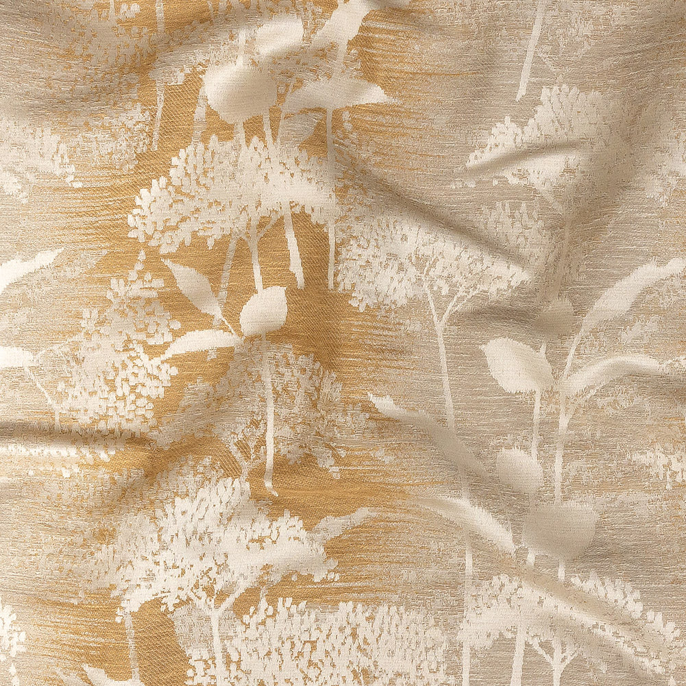 Drapery Jacquard - Ochre Striated Floral - British Imported Drapery Jacquard - Ochre Striated Floral - British Imported