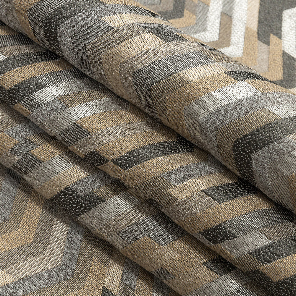 Polyester Jacquard - Graphite Tactile Zig Zags - British Imported Folded Polyester Jacquard - Graphite Tactile Zig Zags - British Imported Folded