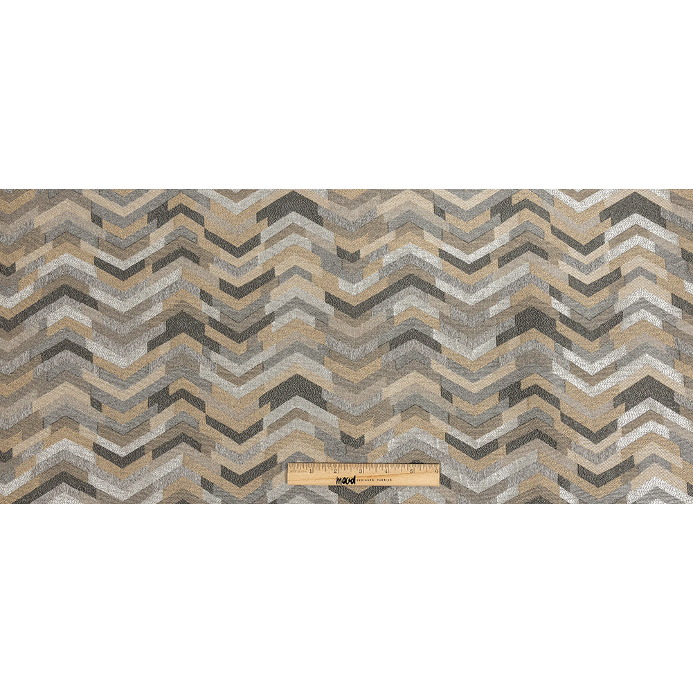 Polyester Jacquard - Graphite Tactile Zig Zags - British Imported Full Polyester Jacquard - Graphite Tactile Zig Zags - British Imported Full