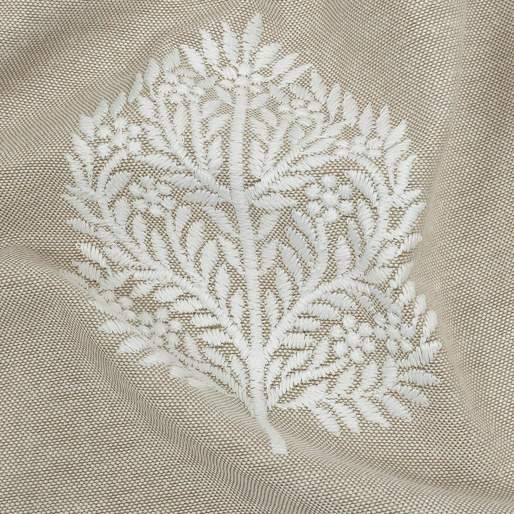 Embroidered Drapery Woven - Linen Foliage - British Imported Detail Embroidered Drapery Woven - Linen Foliage - British Imported Detail