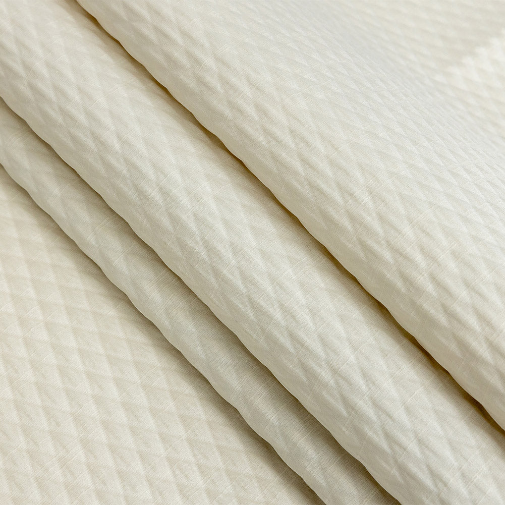 Drapery Jacquard - Ivory Diamond Quilted - British Imported Folded Drapery Jacquard - Ivory Diamond Quilted - British Imported Folded