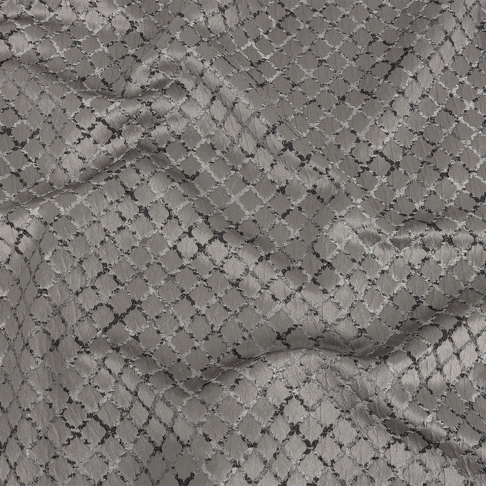 Drapery Jacquard - Graphite Moroccan Quatrefoil - British Imported Drapery Jacquard - Graphite Moroccan Quatrefoil - British Imported