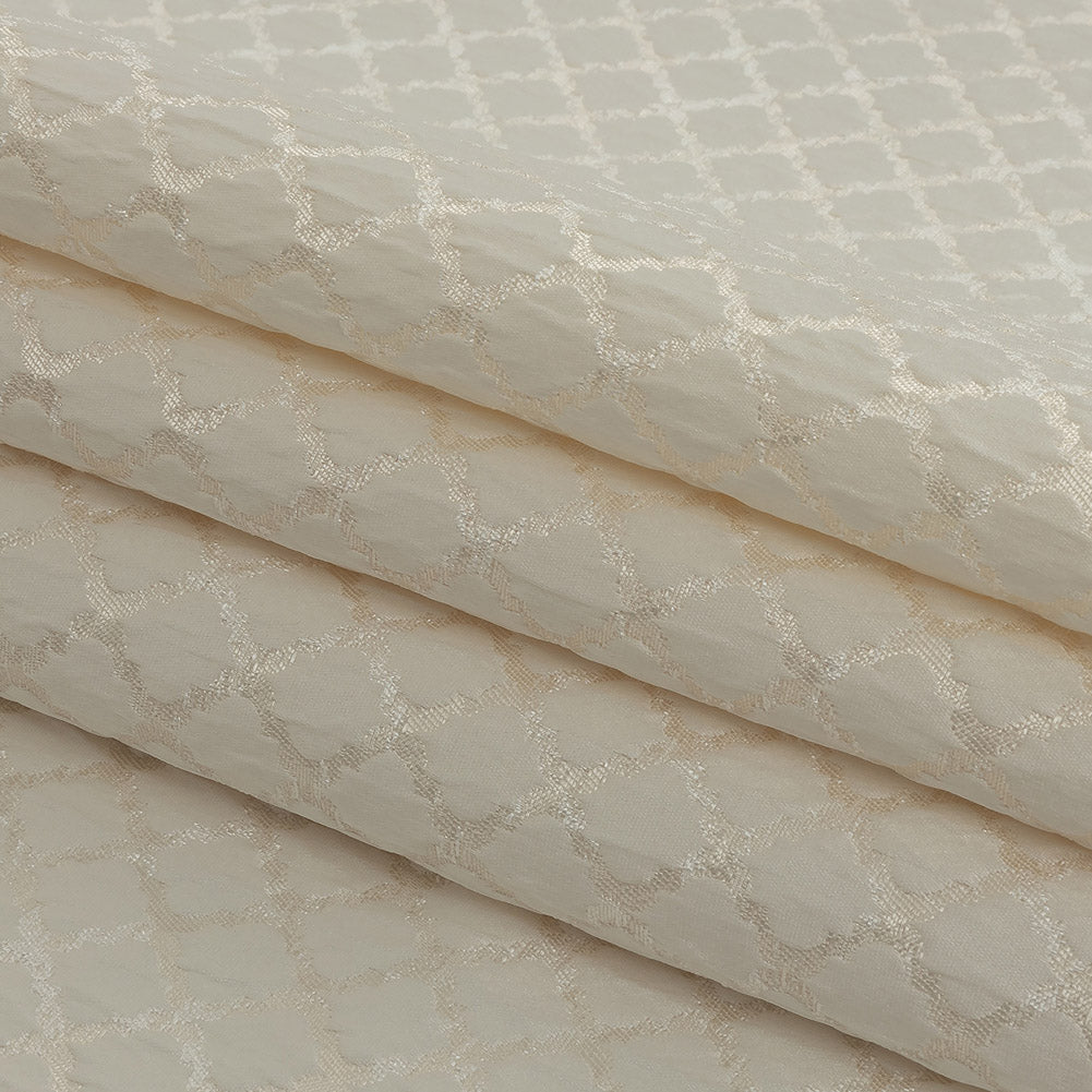 Drapery Jacquard - Ivory Moroccan Quatrefoil - British Imported Folded Drapery Jacquard - Ivory Moroccan Quatrefoil - British Imported Folded
